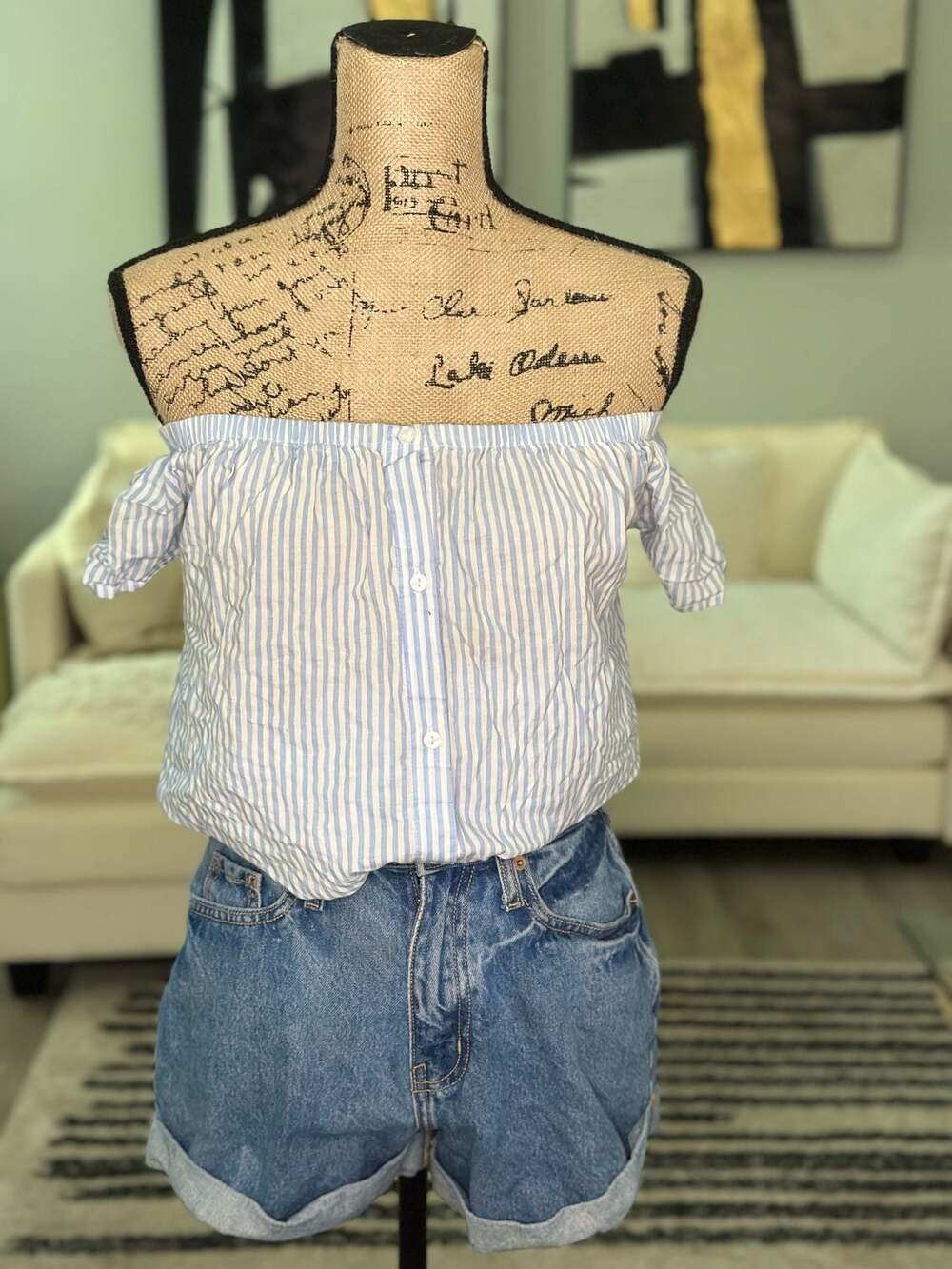 Live 4 Truth Women's Off Shoulder Striped Blouse